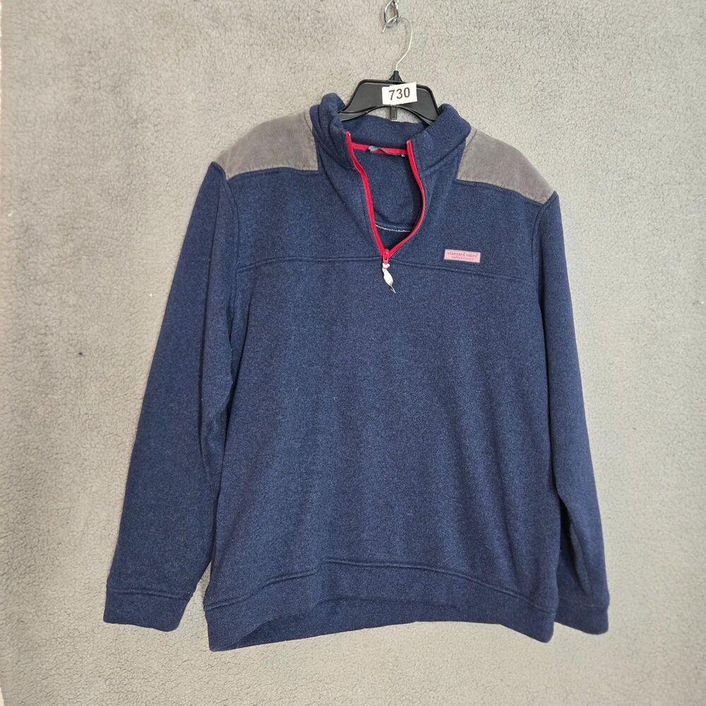 Vineyard Vines Sweater Shep Shirt Mens 2XL Blue Mock Neck Corduroy